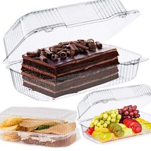 9 x 5 Dessert cake roll container Clear Hinged Lid disposable 9 x 5 great for Loaf Deep Cookies plastic containers disposable donut sandwich clamshell containers for food Takeout Trays (Pack of 25)