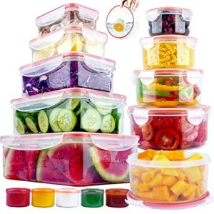 28 Pcs Food Storage Containers with Airtight Lids-(14 Lids + 14 Containers) Freezer and Microwave safe,Leak Proof, Reusable and Plastic Stackable Lunch Containers for Kitchen and Pantry Organization