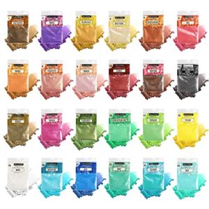 NOSTOSON Mica Powder: 24 Colors Mica Pigment Powder Dyes for Epoxy Resin, Soap Making, Slime, Lip Gloss, Body Butter, Candle Making