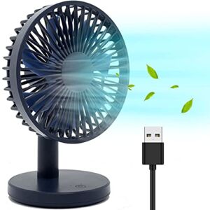 KELLYMOON USB Table Fan Personal Desk Fan with 3 Wind Speeds, Strong Air Flow, Adjustable Angle, Rechargeable Battery, Ultra Quiet, Portable Mini Fan for Office Home Bedroom Desktop,Navy
