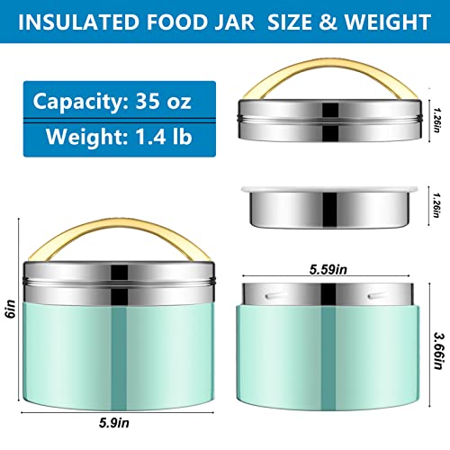 Moffeio Insulated Lunch Container for Hot Food 2 Compartments Thermal Insulated Food Thermos Wide Mouth Stainless Steel Vacuum Insulated Food Jar 35oz Blue | The Storepaperoomates Retail Market - Fast Affordable Shopping