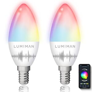 Candelabra Smart Bulb E12 LED Smart Light Bulbs WiFi RGB Color Changing Smart Lights That Work with Alexa Google Home Music Sync Tunable White 5W 400lm No Hub Required 2 Pack