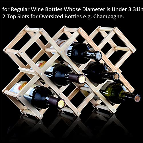 Famolay Wooden Wine Rack, 10 Bottle Free Standing Wine Storage Racks Countertop, Stackable Stand Foldable Tabletop Bottle Holder Cabinets Shelf for Cellar Pantry Home Kitchen Bar | The Storepaperoomates Retail Market - Fast Affordable Shopping