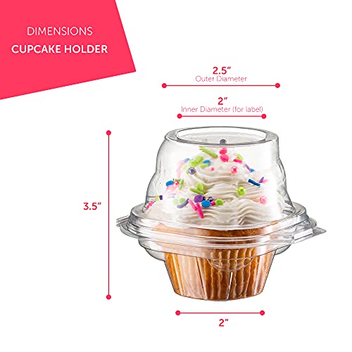 50 Individual Cupcake Containers – Stackable | Cupcake Boxes Individual | Cupcake Holders | Single Cupcake Boxes | With Connected Airtight Deep Dome Lid | BPA-Free | The Storepaperoomates Retail Market - Fast Affordable Shopping