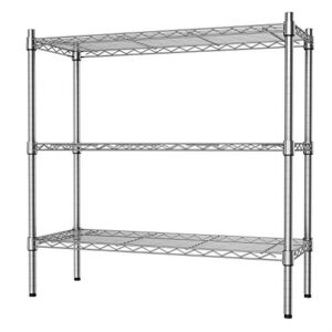 Auslar 3-Shelf Storage Wire Shelves Heavy Duty 3 Tiers Standing Shelving Units Adjustable Metal Organizer Wire Rack, Chrome