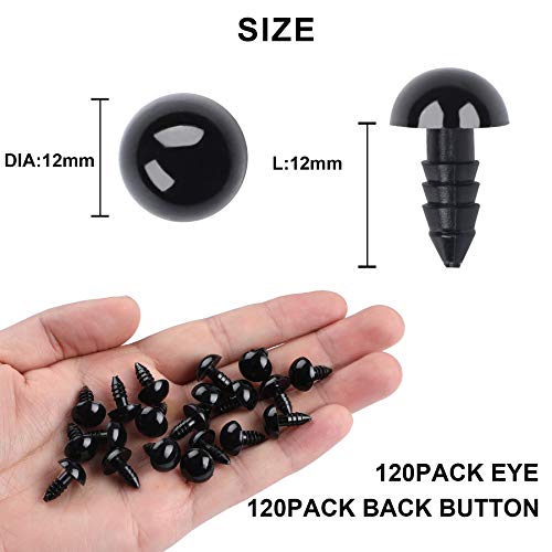 120PCS Plastic Safety Crochet Eyes Bulk with 120PCS Washers for Crochet Crafts (0.48Inch/12mm) | The Storepaperoomates Retail Market - Fast Affordable Shopping