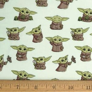 1/2 Yard – Mini Baby Yoda Star Wars on Green Cotton Fabric (Great for Quilting, Throws, Sewing, Craft Projects, Blankets, and More) 1/2 Yard x 44″