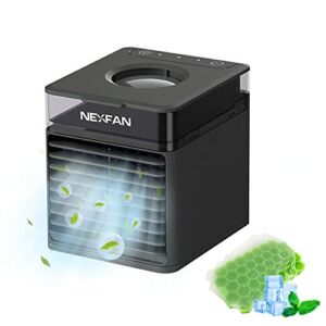 Portable Air Conditioner Desktop Air Cooler Fan,Ultra-low Mute 3 Speeds 7 Colorful Lights USB Mini Humidified Evaporative Cooler with Ice Tray for Home,Office,Outdoor（Black）