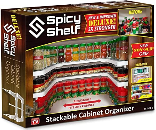 Spicy Shelf Deluxe – Expandable Spice Rack and Stackable Cabinet & Pantry Organizer (1 Set of 2 shelves) – As seen on TV(Spicy Shelf Deluxe) | The Storepaperoomates Retail Market - Fast Affordable Shopping