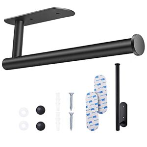 Paper Towel Holder Wall Mount – 13 Inch Black Paper Towel Holder Self Adhesive Paper Towel Holder Under Cabinet with Screws, Vertically or Horizontally
