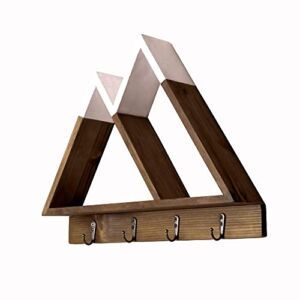 and & Delivered Mountain Shelf – Triangle Shelf for Mountain Adventure Nursery Wall Der, Floating Geometric Wooden Shelves with Ruic Wall Hooks for Cryals, Kids Bedroom, Livingroom & Entryway