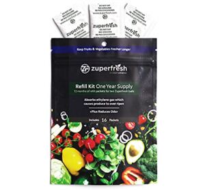 Zuperfresh Produce Saver 16 Packets, Extend the Life of Your Fruits & Vegetables, Absorbs Ethylene Gas Which Cause Produce to Over Ripen & Spoil