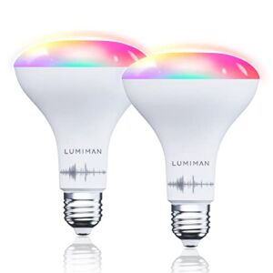 LUMIMAN LED Smart Light Bulbs BR30 65W Equivalent WiFi Full Color Flood Light Bulb Compatible with Alexa Google Home E26 Dimmable RGB Bulbs 900 Lumens No Hub Required 2 Pack