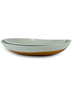 Mora Ceramic Large Serving Bowls- Set of 2 Oval Platters for Entertaining. Modern Kitchen Dishes for Dinner, Fruit, Salad, Turkey, etc. Oven, Dishwasher Safe, 55 / 35 oz, 13.5″ / 11.8″ – Earl Grey