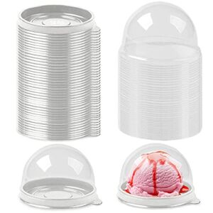 50 Pcs Cupcake Boxes Individual, Clear Plastic Mini Cupcake Container, Cupcake Holdres With Lid, Mini Cupcake Container with Clear Dome 2 Inch for Home Wedding Birthday Party (Silver, 50pc)