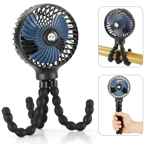 Mini Handheld Personal Portable Fan, Baby Stroller Fan, Car Seat Fan, USB or 4000mAh Battery Powered, with Flexible Tripod Clip on Student Bed Desk Bike Crib Treadmill Camping Traveling(Black) | The Storepaperoomates Retail Market - Fast Affordable Shopping