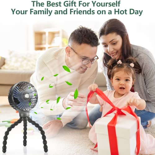 Mini Handheld Personal Portable Fan, Baby Stroller Fan, Car Seat Fan, USB or 4000mAh Battery Powered, with Flexible Tripod Clip on Student Bed Desk Bike Crib Treadmill Camping Traveling(Black) | The Storepaperoomates Retail Market - Fast Affordable Shopping