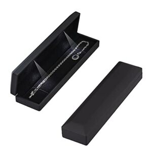 Long Chain Necklace Jewelry Gift Box Case with LED Light, Elegant Velvet Necklace Pendant Bracelet Box for Jewelry Display Wedding Engagment Valentine’s Day (Black)