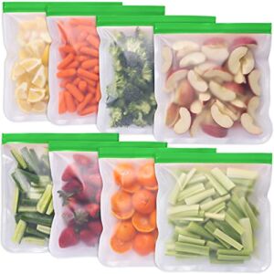 Greenzla Reusable Gallon Bags – 8 Pack – EXTRA THICK Reusable Freezer Bags – BPA Free, Easy Seal & LEAKPROOF Food Storage Bags for Marinate Food, Fruits, Sandwich, Snack, Meal Prep, Travel Item