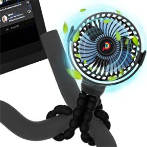 Doubleplus Fan Compatible With Peloton Bike & Bike Plus, Most Exercise bike & Treadmill, 360 degree Flexible Tripod with 3 Speed, Upgrade Battery Powered, Clip Fan, Accessories for the Bike