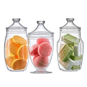 Amazing Abby – Admire – Acrylic Apothecary Jars (3-Piece Set), Plastic Jars with Lids, Bathroom Canisters, Vanity Organizers, Candy Buffet, Wedding Display, BPA-Free and Shatter-Proof