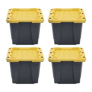 Original BLACK & YELLOW 12-Gallon Storage Containers with Lids, Stackable (4 Pack)