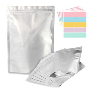 50pcs 1 Gallon Mylar Bags for Food Storage, 10 Mil 10″x14″ Stand-Up Zipper Pouches Resealable and Heat Sealable Bags for Long Term Food Storage(10″x14″, Extra Thick)