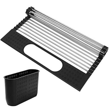 Ohuhu Roll Up Dish Drying Rack with Utensil Holder, Sink Dish Drying Rack 17.3″ L x 15.6″ W Dish Drainer Multipurpose Collapsible Dish Racks for Kitchen Counter Organizer | The Storepaperoomates Retail Market - Fast Affordable Shopping