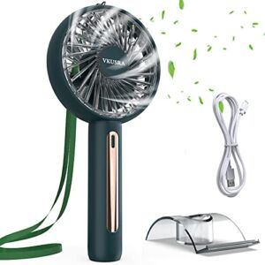 VKUSRA Handheld Fan, Powerful Portable Fan Rechargeable USB Desk Fan with 4 Adjustable Speeds and 2000mAh Lithium Battery, Personal Fan Handheld for Walking Home Office Travel Outdoor