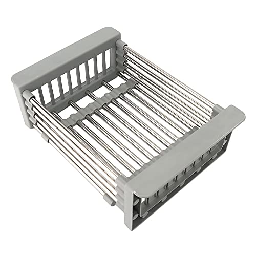 MSAAEX Expandable Dish Drying Rack, Over Sink Dish Drying Rack , Draining Dishes & Fruit Drain- Rustproof Stainless Steel for Kitchen, Rugged Sink Drain Rack (Gray) | The Storepaperoomates Retail Market - Fast Affordable Shopping