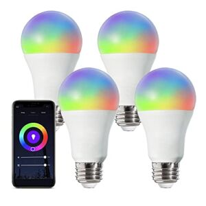 ALAMPEVER Smart Light Bulbs,LED RGBCW Color Changing Light Bulb,WiFi 2.4G,Compatible with Alexa,Google Home Assistant,9W(60W Equivalent),E26 Base,A19 Type,4-Pack