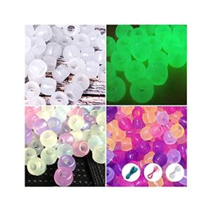 1200 Pcs UV Beads Multi Color Changing Sun Sensitive Plastic Pony Beads UV Reactive Solar Beads with Crystal Elastic String & 2 Elastic Cords Also Glows in The Dark