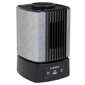 Lasko SB100 SlumberBreeze 2-in-1 Small Table Fan and White Noise Machine for Better Sleep in the Bedroom and Focus in the Home Office, Black