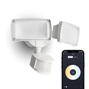 UME Smart WiFi LED Security Light Motion Sensor Outdoor, Works with Alexa/Google,3000LM,2700-6500K,Waterproof Exterio Light,Dusk to Dawn Flood Light with APP Control for Backyad Yard Patio(White)