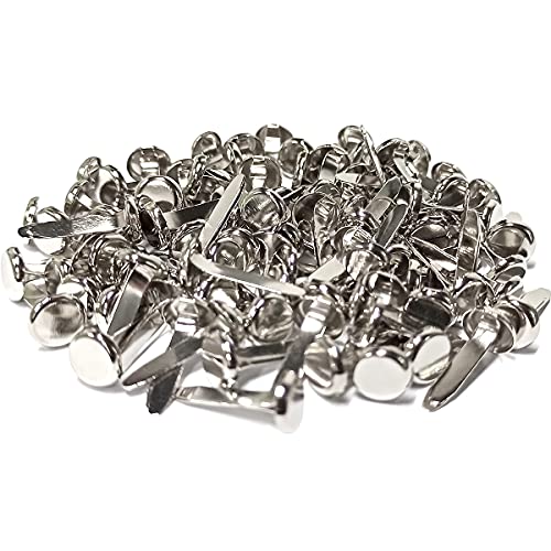 100 Pcs Brass Paper Fasteners, 8x17mm Plated Mini Brads for Scrapbooking Crafts DIY Projects (Silver) | The Storepaperoomates Retail Market - Fast Affordable Shopping