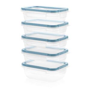 Snapware Total Solution 10-Pc Plastic Food Storage Containers Set with Lids, 3-Cup Rectangle Meal Prep Container, Non-Toxic, BPA-Free Lids with 4 Locking Tabs, Microwave, Dishwasher, and Freezer Safe