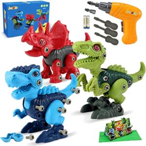 LeonMake Kids Toys Dinosaur Toys, Take Apart Dinosaur Toys for Kids 3-5 with Electric Drill, 2 AA Battery Included, Age 3 4 5 6 7 8 Year Old Boys Girls Birthday Gifts