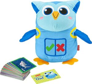 Fisher-Price Guess & Press Owl, Interactive Plush Electronic Learning Toy for Preschool Kids Ages 3 Years and up