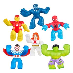 Heroes of Goo Jit Zu Marvel 6 Pack | 6 Amazon Exclusive Marvel Heroes | 4.5″ Tall Action Figures | Spider-Man, Hulk, Captain America-Sam Wilson, Black Panther, Black Widow, and Iron Man