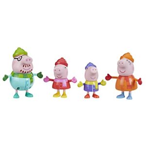 Peppa Pig Peppa’s Club Peppa’s Family Wintertime Figure 4-Pack Toy, 4 Peppa Pig Family Figures in Cold-Weather Outfits, Ages 3 and Up
