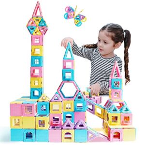 MAGBLOCK Magnetic Blocks Girls Boys Stem Toys 156pcs Magnet Magnetic Building Tiles Toys for 3 4 5 Year Old Kids Birthday Gifts.