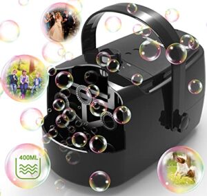 Bubble Machine Durable Automatic Bubble Blower, 8000+ Bubbles Per Minute Bubbles for Kids Toddlers Bubble Maker Operated by Plugin or Batteries Bubble Toys for Indoor Outdoor Birthday Party