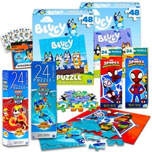Paw Patrol, Bluey, and Spidey 24 Piece Puzzle Packs for Kids ~ 6 Bluey, Spidey, and Paw Patrol 24 Piece Jigsaw Puzzles | Puzzle Pack for Kids