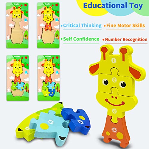 Wooden Toddler Puzzles Montessori Toys for 2 3 4 Years Old Boys Girls,4 Pack Animal Jigsaw Puzzles Educational Developmental STEM Kids Toys Gift Baby Learning Travel Toy Ages 2-4 | The Storepaperoomates Retail Market - Fast Affordable Shopping