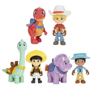 Dino Ranch 6-Figure Pack – Jon and Blitz, Min and Clover, Miguel and Tango – Three 3” Dino Ranchers and Three 4” Dinos, Plus Fence Pieces – Toys for Kids Featuring Your Favorite Pre-Westoric Ranchers