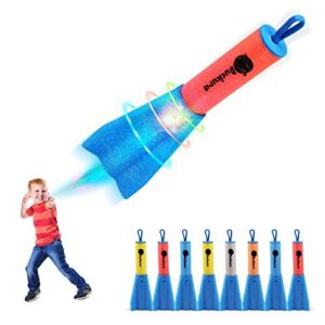 Slingshot Finger Rockets, 8 Pack LED Foam Rocket Launchers, Soars Up to 100 Feet, Outdoor Indoor Camping Game Activities, Birthday Halloween Christmas Party Favor Gifts Toys for Kids Age 4 5 6 7 8 9 +