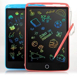 2 Pack LCD Writing Tablet for Kids – Colorful Screen Drawing Board 8.5inch Doodle Scribbler Pad Learning Educational Toy – Gift for 3-6 Years Old Boy Girl (Blue/Pink)
