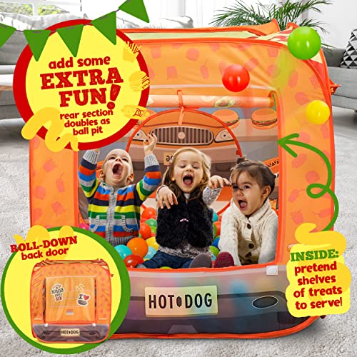 Food Truck Play Tent for Kids with 54 Pc. Play Food Set, Pop Up Playhouse with Pretend Play Toy Food Set for Kids, Toddlers, Girls & Boys, Children’s Play Tent Ball Pit, Indoor & Outdoor Tent for Kids | The Storepaperoomates Retail Market - Fast Affordable Shopping