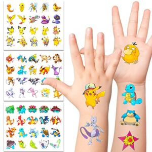 200 Pcs Anime Temporary Tattoos Stickers, Japanese Cartoon Tattoos Stickers DIY Arts Poke Waterproof Monster Theme Party Favors Birthday Decorations Gifts For Kids Classroom School Decor