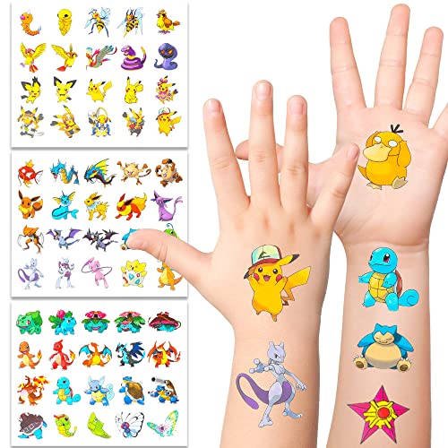 200 Pcs Anime Temporary Tattoos Stickers, Japanese Cartoon Tattoos Stickers DIY Arts Poke Waterproof Monster Theme Party Favors Birthday Decorations Gifts For Kids Classroom School Decor | The Storepaperoomates Retail Market - Fast Affordable Shopping